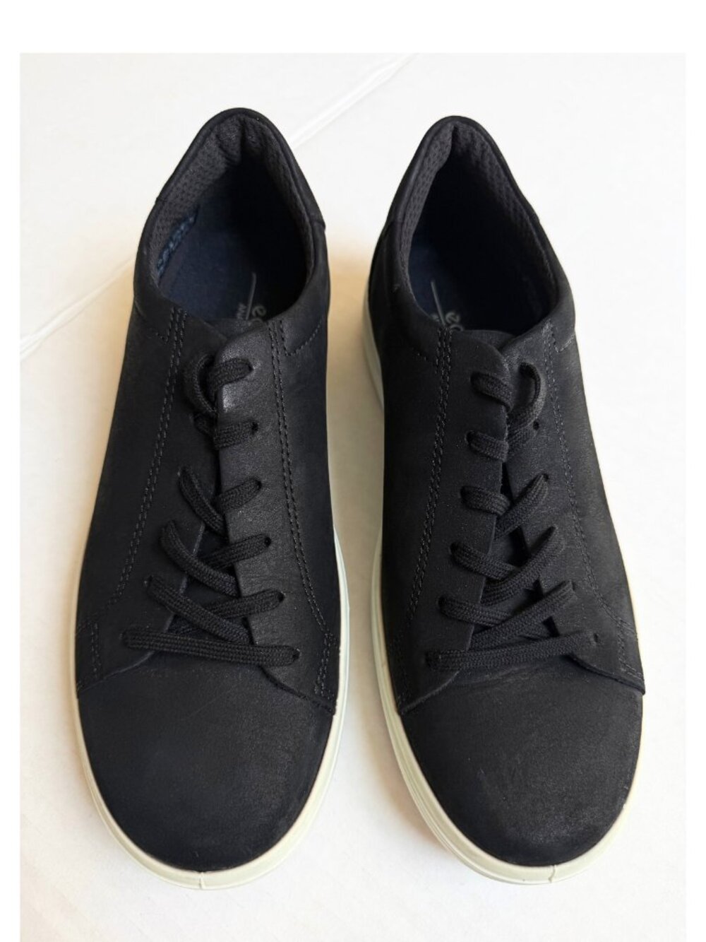 ECCO Soft 7 Black Nubuck Leather Sneakers EU 38 US 7-7.5 Comfort Casual Shoes